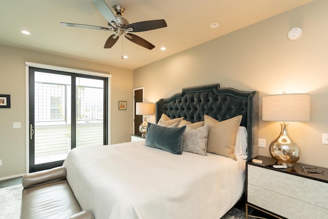 295 W 19th St, Chattanooga, TN 37408 - bedroom featuring baseboards, access to exterior, ceiling fan, and recessed lighting