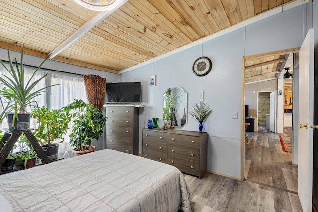 105 Massingale Rd, Tellico Plains, TN 37385 - bedroom with wooden ceiling, vaulted ceiling, wood finished floors, and baseboards