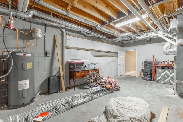 unfinished below grade area with electric water heater