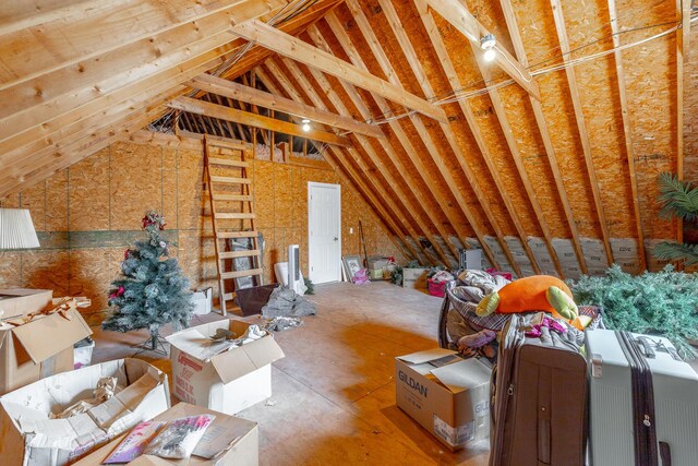 view of unfinished attic