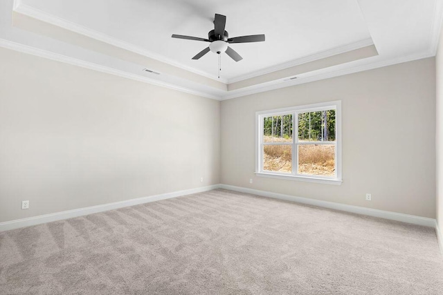 11819 Herons Haven Dr # 102, Soddy Daisy, TN 37379 - carpeted empty room with a tray ceiling, ornamental molding, baseboards, and ceiling fan
