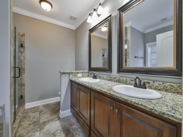 7954 Burgundy Cir Unit 91, Chattanooga, TN 37421 - full bath featuring a stall shower, ornamental molding, and a sink