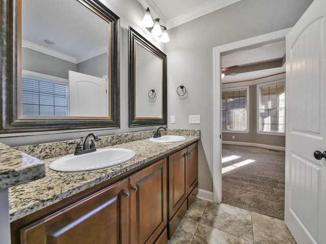 7954 Burgundy Cir Unit 91, Chattanooga, TN 37421 - bathroom with double vanity, a sink, and crown molding