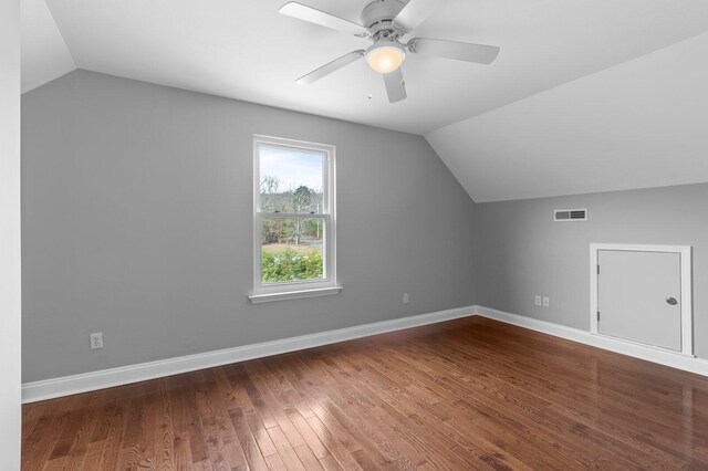 204 Lake Haven Dr, Soddy Daisy, TN 37379 - bonus room with vaulted ceiling, a ceiling fan, baseboards, and dark wood-type flooring