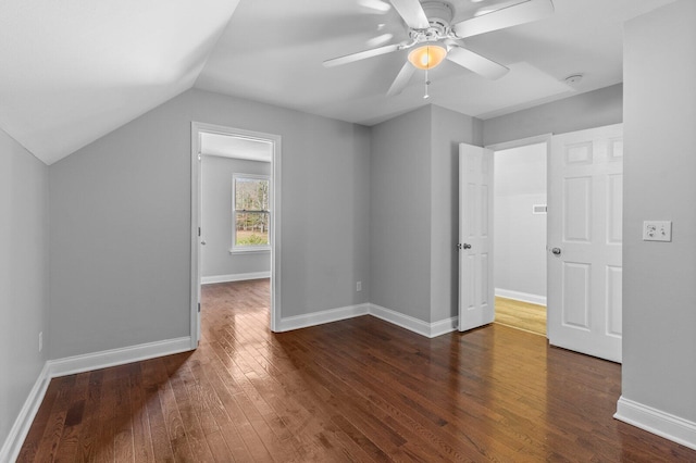 204 Lake Haven Dr, Soddy Daisy, TN 37379 - bonus room with dark wood-type flooring, a ceiling fan, lofted ceiling, and baseboards