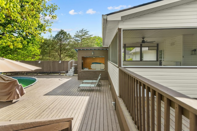 204 Lake Haven Dr, Soddy Daisy, TN 37379 - wooden terrace featuring fence and ceiling fan