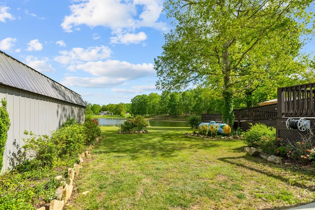 204 Lake Haven Dr, Soddy Daisy, TN 37379 - view of grassy yard with a deck with water view