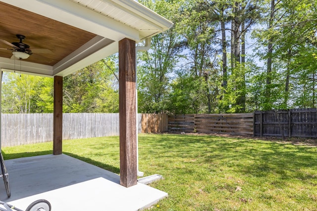 137 Elm Ave, Ringgold, GA 30736 - view of yard featuring a ceiling fan, a patio, and a fenced backyard