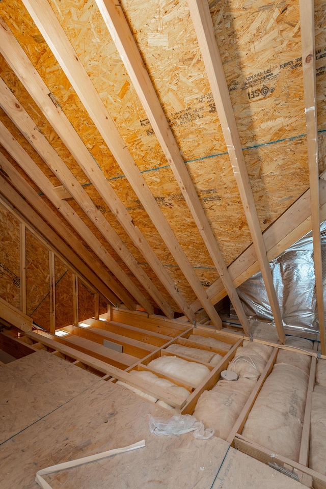view of unfinished attic