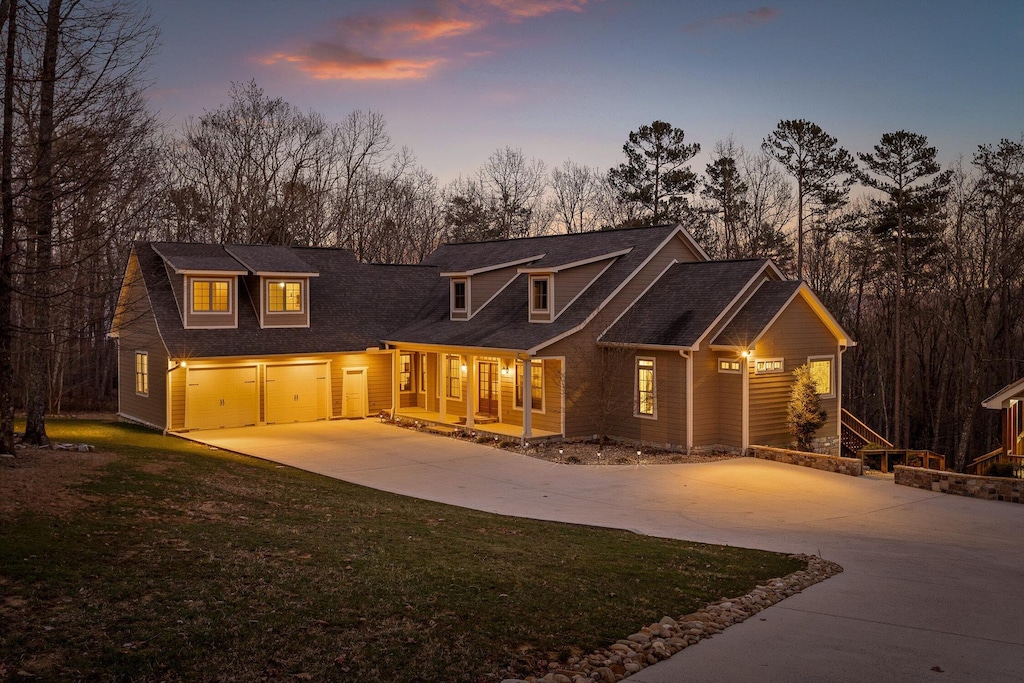 116 Twilight Trl, Dunlap, TN 37327 - view of front of house with concrete driveway, a garage, and a front lawn
