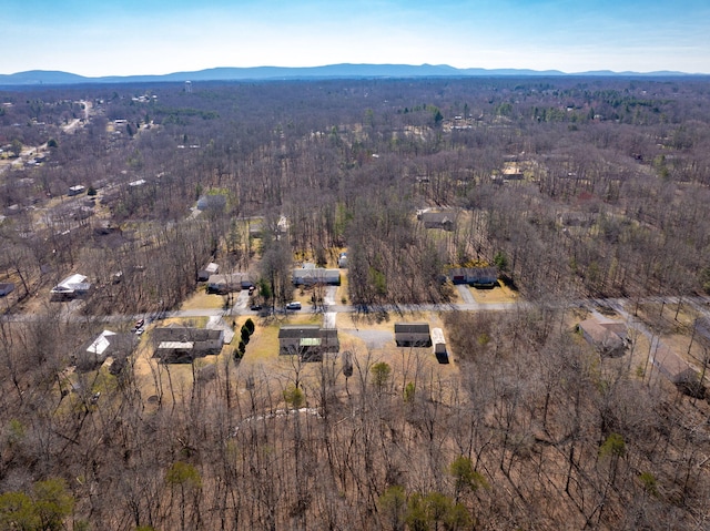 bird's eye view with a mountain view and a forest view