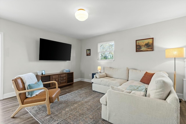 living room featuring baseboards and wood finished floors