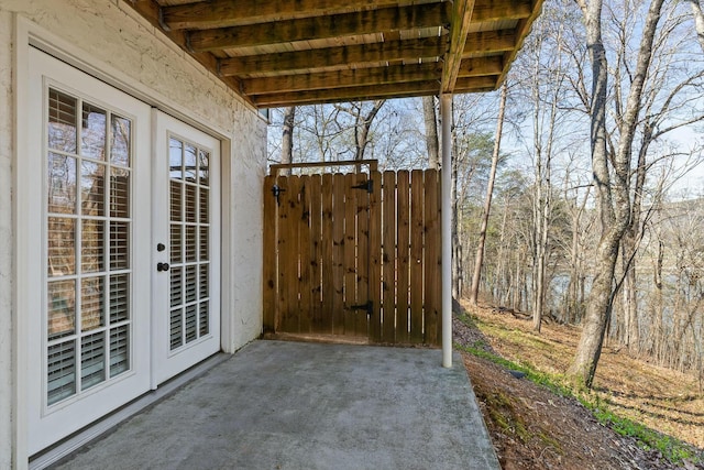 view of patio featuring french doors