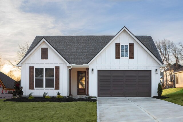 05 Nature Trl, Soddy Daisy, TN 37379 - modern inspired farmhouse featuring board and batten siding, roof with shingles, driveway, and a lawn