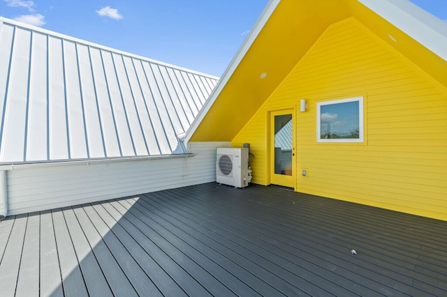 wooden terrace with ac unit