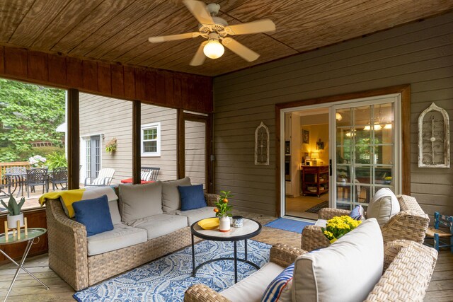 9215 Smokewood Trl, Chattanooga, TN 37421 - sunroom / solarium featuring an outdoor hangout area and ceiling fan