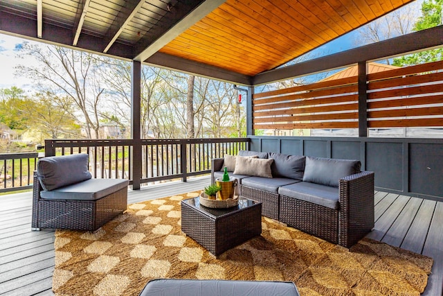 deck featuring an outdoor living space