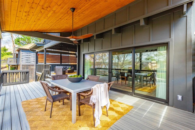 wooden deck with outdoor dining area