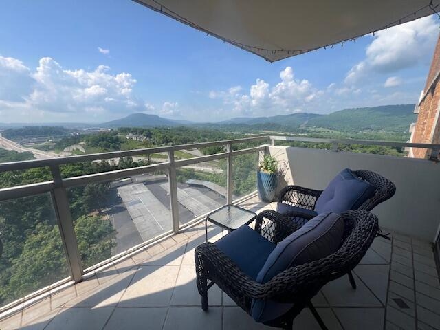 balcony with a mountain view