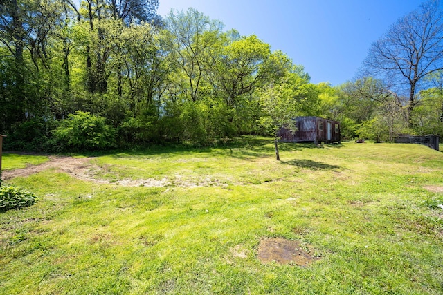 view of yard featuring an outbuilding