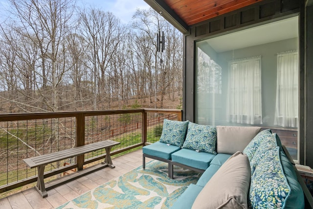 exterior space featuring an outdoor living space