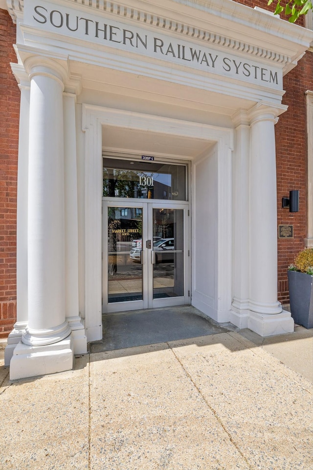 view of exterior entry with french doors