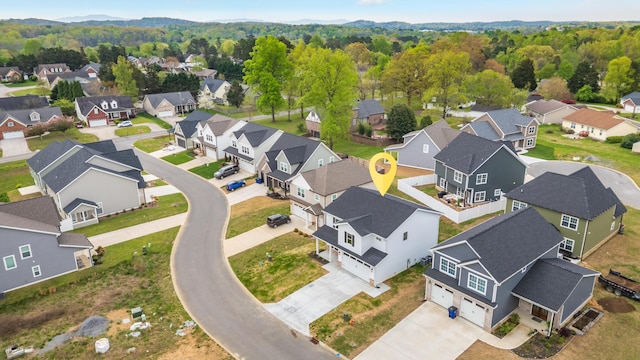 aerial view featuring a residential view