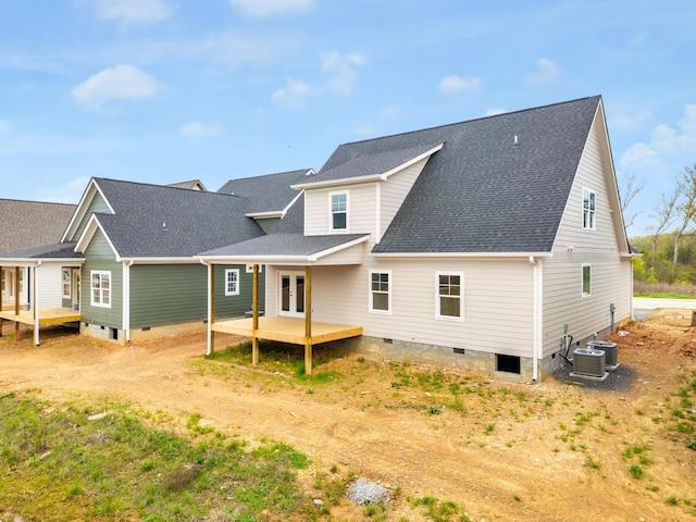 6649 Dharma Loop Unit 119, Chattanooga, TN 37412 - rear view of property with a deck, crawl space, french doors, and a shingled roof