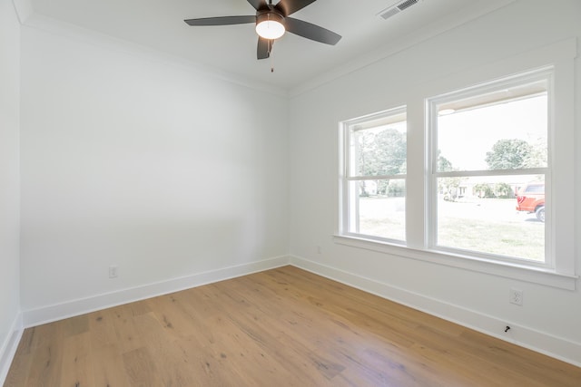 9532 N Valley Trl, Ooltewah, TN 37363 - empty room with light wood-style floors, baseboards, ceiling fan, and ornamental molding