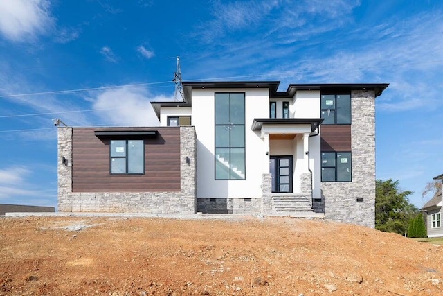 3354 Hawks Creek Dr, Apison, TN 37302 - modern home featuring stone siding and crawl space