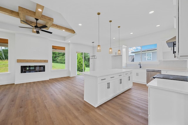 3354 Hawks Creek Dr, Apison, TN 37302 - kitchen featuring open floor plan, healthy amount of natural light, dishwasher, recessed lighting, and beamed ceiling