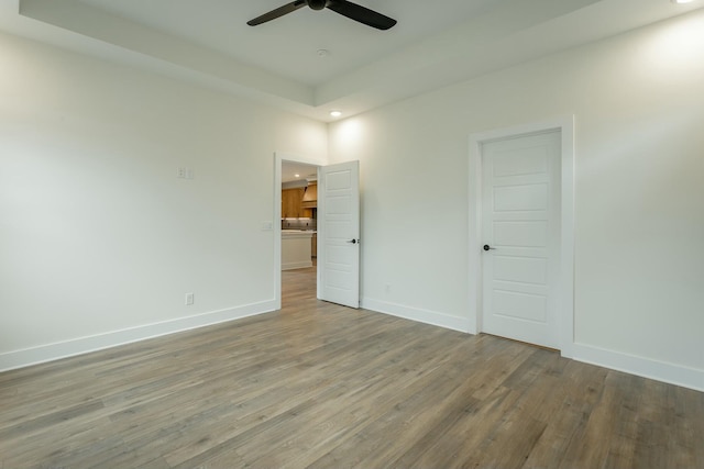5735 Acadia Dr, Chattanooga, TN 37415 - empty room featuring recessed lighting, baseboards, a ceiling fan, and wood finished floors