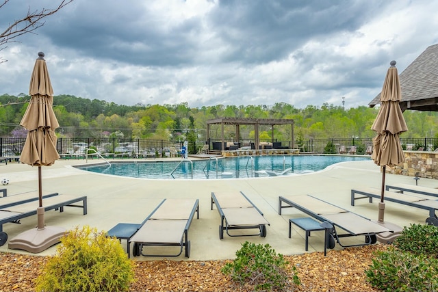 5735 Acadia Dr, Chattanooga, TN 37415 - pool with a pergola, fence, and a patio area