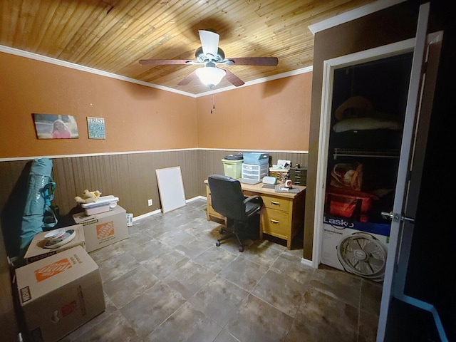 1319 Jacobs Ave, Bridgeport, AL 35740 - office with wood ceiling, ornamental molding, and wainscoting
