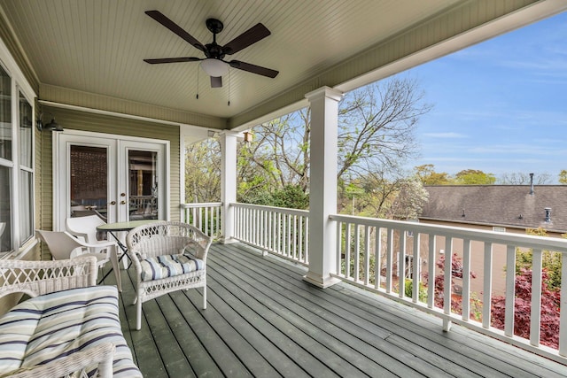 212 Jarnigan Ave, Chattanooga, TN 37405 - wooden deck featuring french doors and a ceiling fan