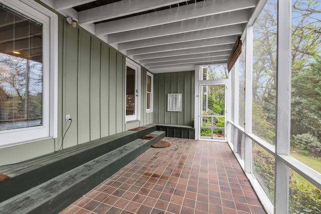 212 Jarnigan Ave, Chattanooga, TN 37405 - unfurnished sunroom featuring beamed ceiling