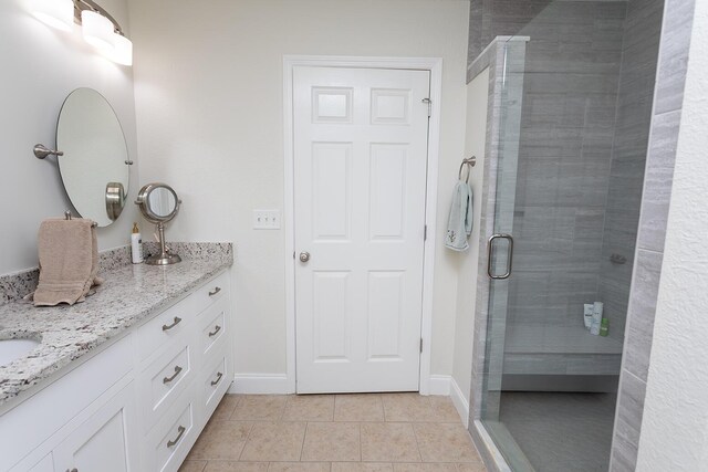 1903 Applebrook Dr, Rossville, GA 30741 - bathroom with a stall shower, tile patterned floors, baseboards, and vanity