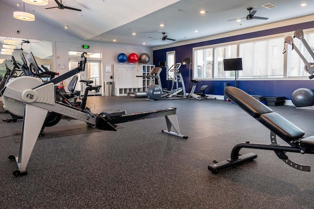 200 Manufacturers Rd Apt 428, Chattanooga, TN 37405 - gym with a ceiling fan and recessed lighting
