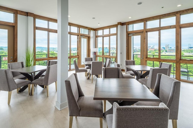200 Manufacturers Rd Apt 428, Chattanooga, TN 37405 - dining space featuring healthy amount of natural light, a view of city, and recessed lighting