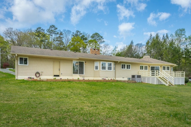2041 Linwood Cir, Soddy Daisy, TN 37379 - rear view of property featuring a chimney and a lawn