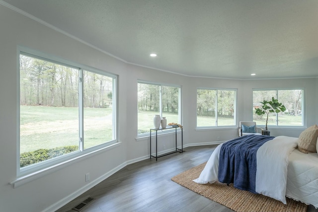 2041 Linwood Cir, Soddy Daisy, TN 37379 - bedroom featuring a textured ceiling, wood finished floors, baseboards, and visible vents