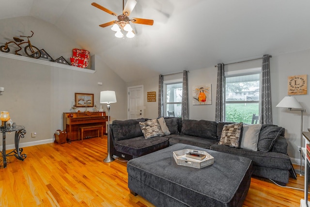 901 Haggard Rd, Ringgold, GA 30736 - living room with ceiling fan, light wood-style flooring, and vaulted ceiling