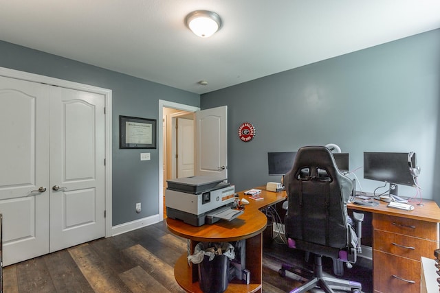 901 Haggard Rd, Ringgold, GA 30736 - home office featuring dark wood finished floors and baseboards