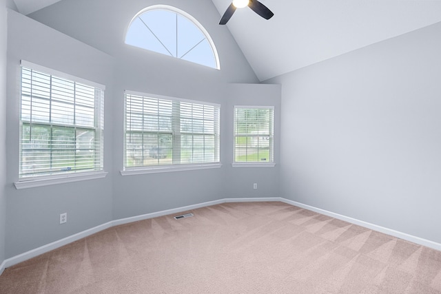 82 Andrew Rd, Ringgold, GA 30736 - carpeted spare room with healthy amount of natural light, ceiling fan, baseboards, and high vaulted ceiling