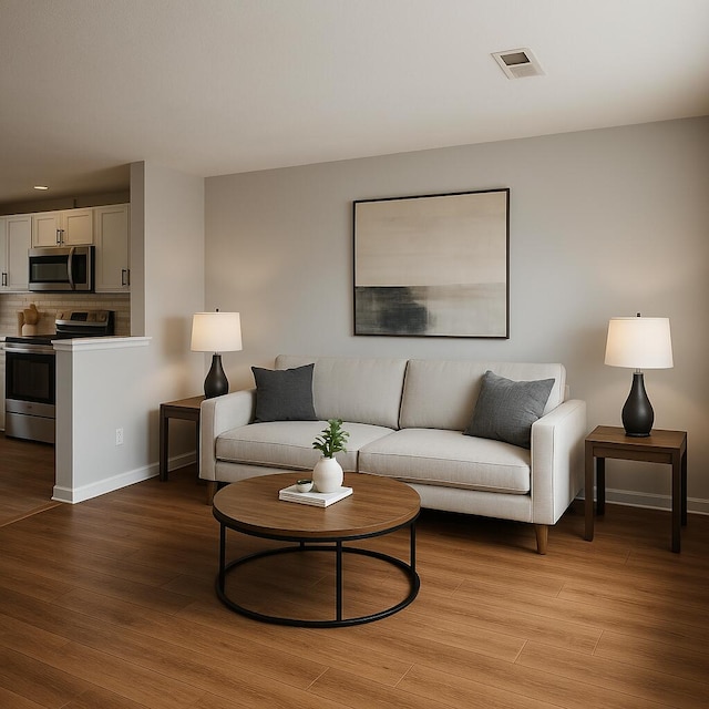 4831 Bonny Lake Ln, Chattanooga, TN 37416 - living room featuring visible vents, baseboards, and light wood-style floors