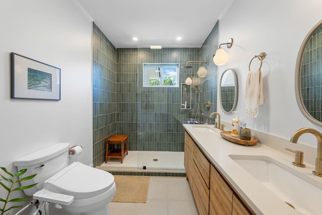 1209 Highland Dr, Chattanooga, TN 37405 - bathroom with a walk in shower, tile patterned floors, a sink, and toilet