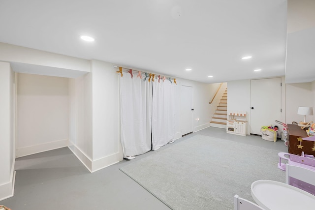 1209 Highland Dr, Chattanooga, TN 37405 - recreation room featuring recessed lighting, concrete floors, and baseboards