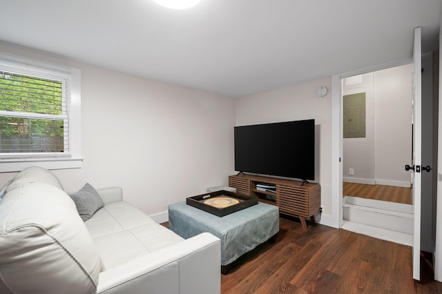 219 Martin Rd, Chattanooga, TN 37415 - living room featuring dark wood-type flooring, electric panel, and baseboards
