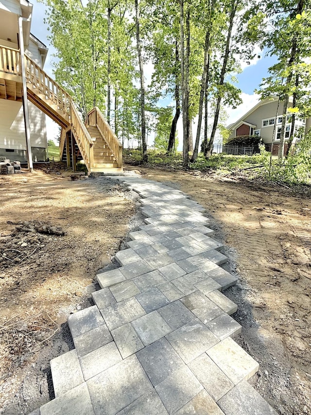 view of yard featuring stairs