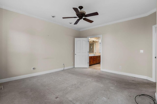 7111 River Run Dr, Chattanooga, TN 37416 - unfurnished bedroom with crown molding, light colored carpet, baseboards, and ensuite bathroom